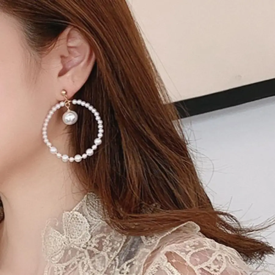 Модные Качественные большие круглые жемчужные серьги удобные для ношения