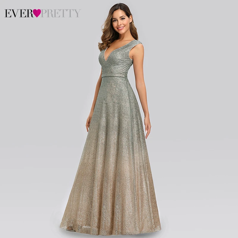 Sparkle Evening Dresses Ever Pretty EP00826BH A-Line Double V-Neck Tulle Sexy Formal Dresses For Party Vestido De Festa Longo