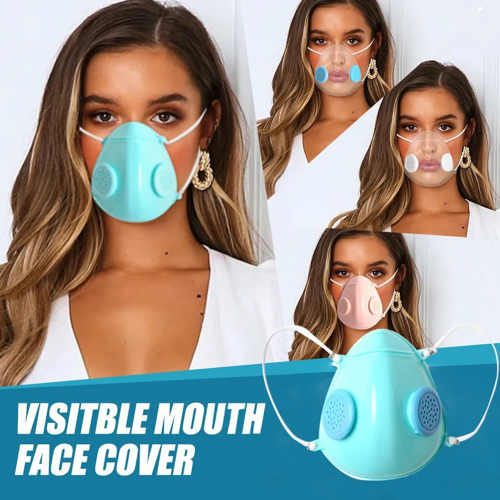 

Transparent Mask With Valve Visible Expression For The Deaf And Hard Of Hearing Protect Face Cover Sheild Washable Reusable A50