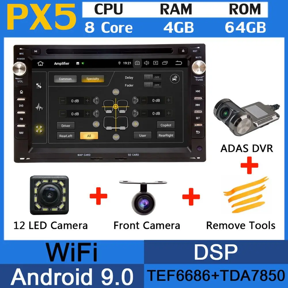 PX5-ADAS PX6 Восьмиядерный Android 9,0 4 Гб+ 64 Гб USBx5 для Volkswagen VW Bora Polo MK3 MK4 Passat B5 MK5 Sharan GOLF IV Jetta автомобильный радиоприемник gps - Цвет: PX5-ADAS