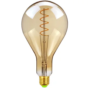 A130 большая светодиодная лампа Эдисона E27, спиральный светильник, янтарная Ретро энергосберегающая лампа, винтажная лампа Эдисона с нитью накаливания, светодиодный светильник, люстра 220 В 4 Вт PS42