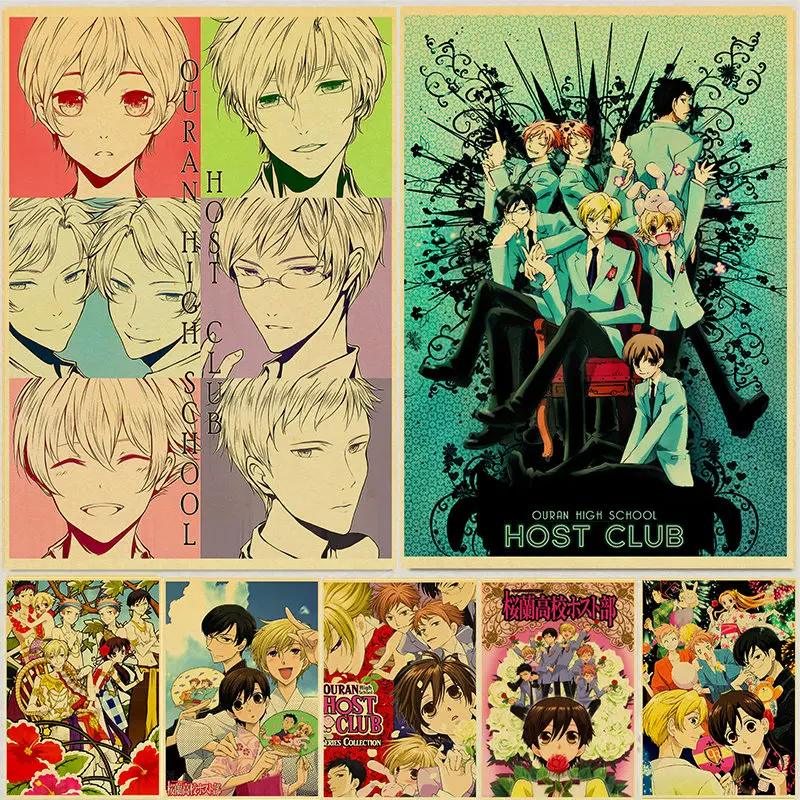 

Japanese Anime Ouran High School Host Club Poster Kraft Paper Prints and Posters Home Room Art Painting Wall Stickers