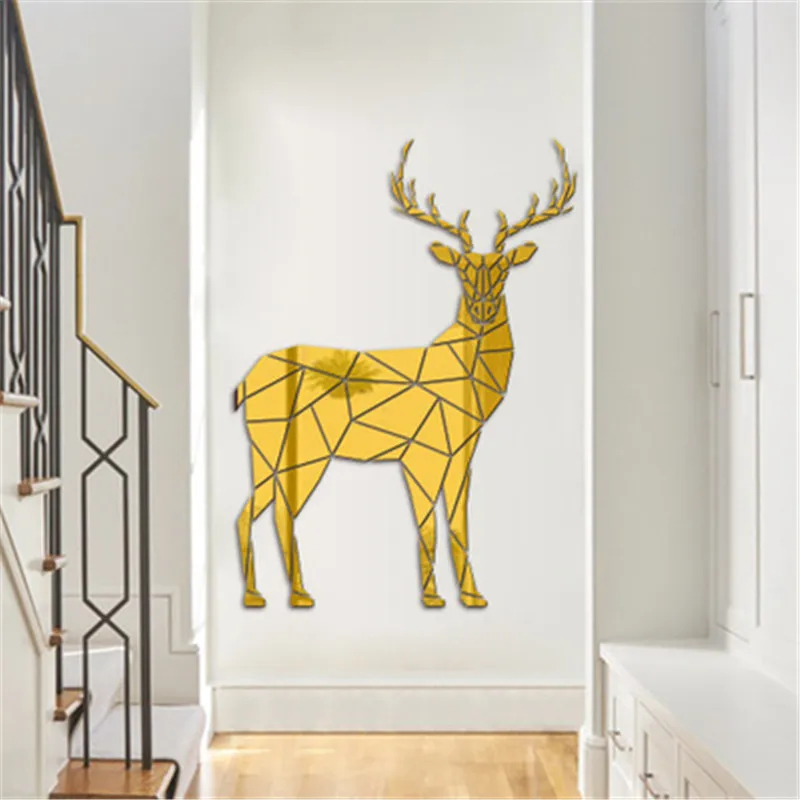 Скандинавские Животные Олень акриловые зеркальные настенные стикеры 3D олень
