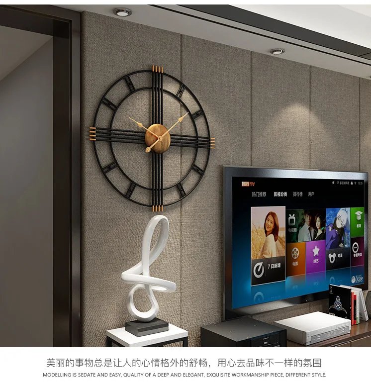 Часы из кованого железа 80 см настенное украшение для ресторана фоновый декор