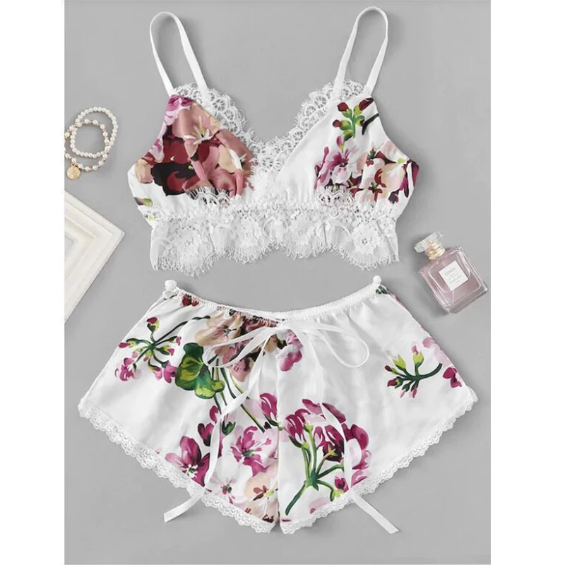 Женская атласная пижама комплект для сна лето 2020 | одежда