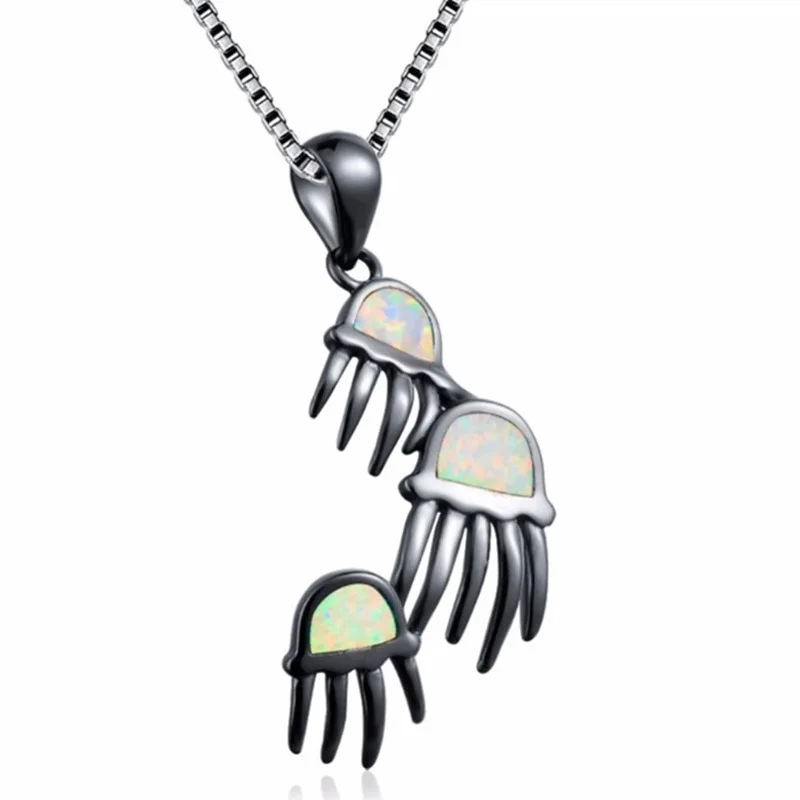 Ожерелье с подвеской в виде осьминога из морской медузы черный белый цвет чокер