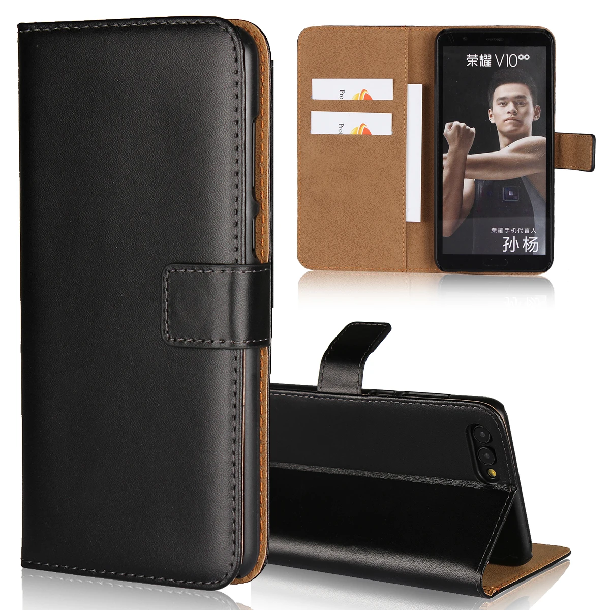 

Магнитный чехол-кошелек из натуральной кожи для Honor View 10, чехол V10 с отделением для карт и подставкой, мягкий флип-чехол