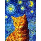 Алмазная живопись с изображением звездного неба, кошки Ван Гога, 5D Алмазная мозаика сделай сам, вышивка крестиком, для дома