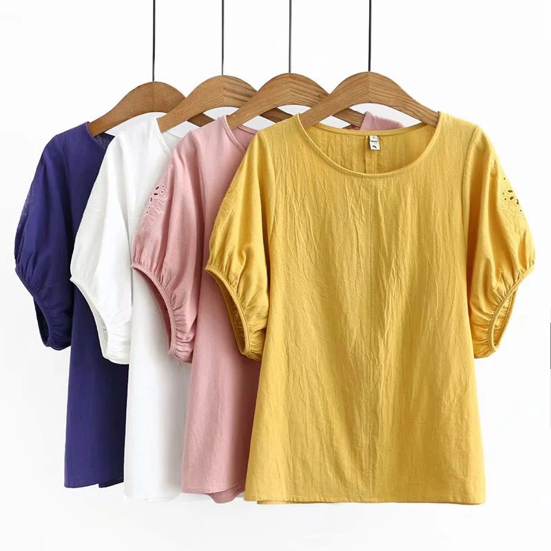 Цветочной вышивкой рубашка для женщин закатать длинный рукав Пуговицы Топы 2020