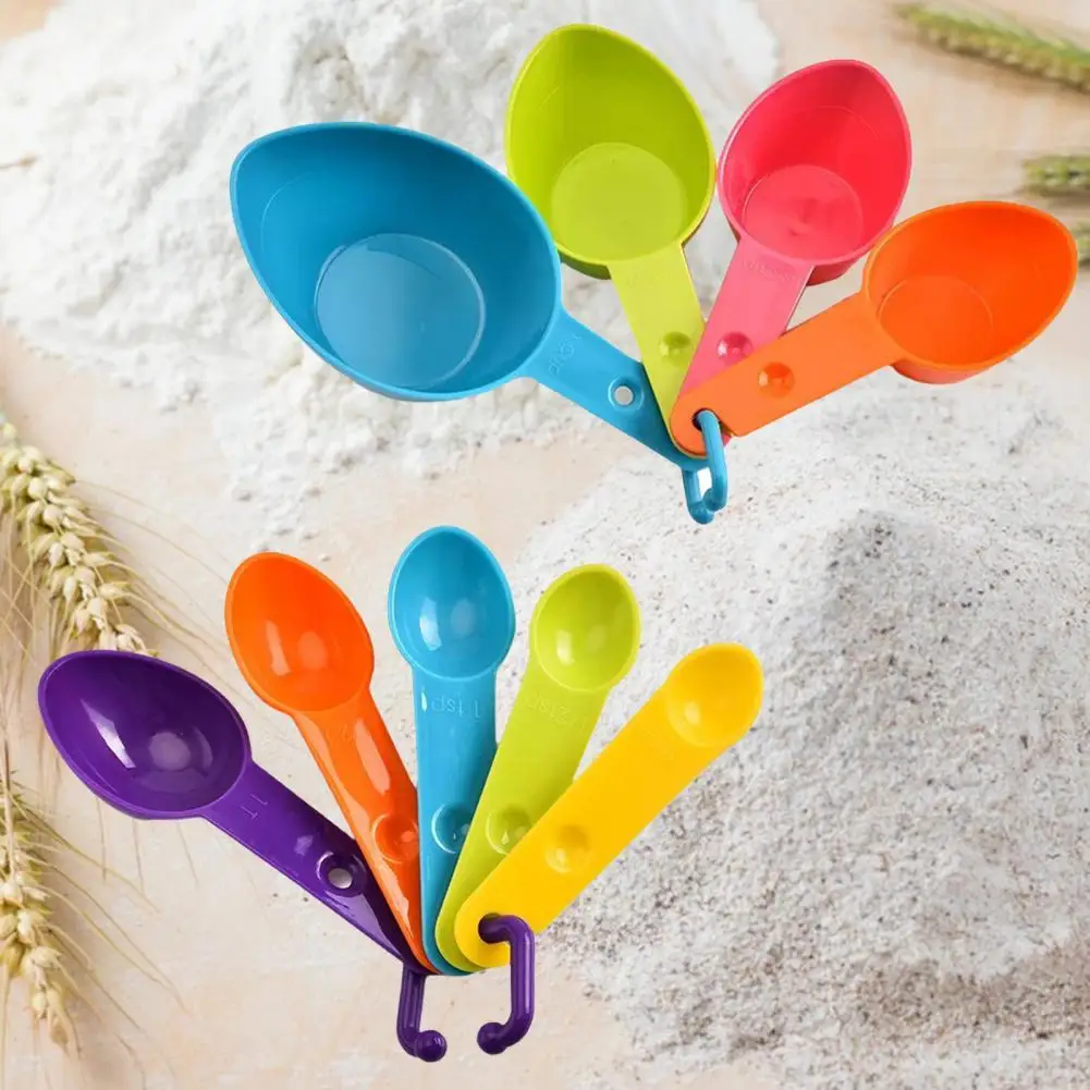 

80%HOT1 Set Measuring Spoons Easy to Clean Stackable Plastic Baking Cooking Weighing Scoops Cups for Kitchen