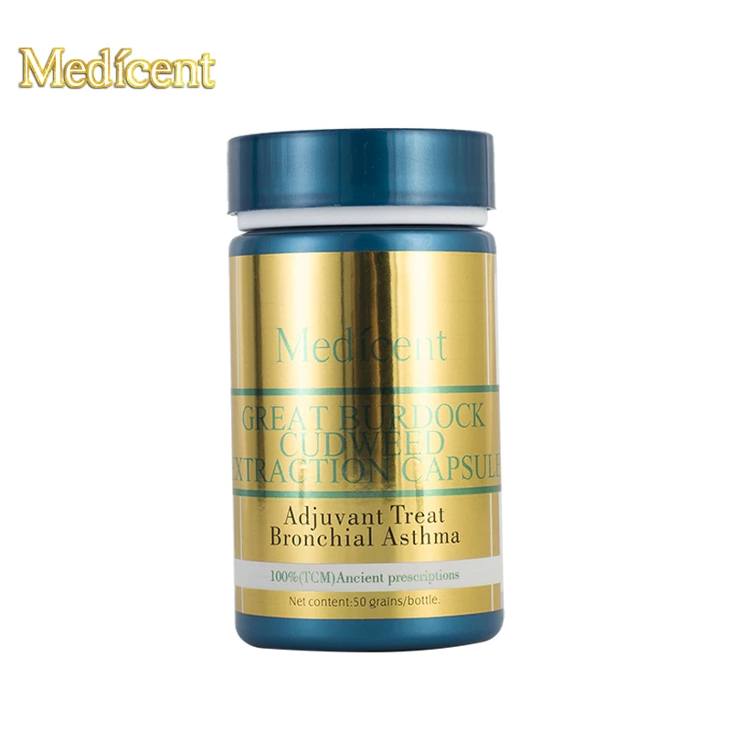 

Medicent Great Burdock Cudweed Extraction Capsule, Adjuvant Treat Bronchial Asthma, Cure Bronchiectasia and Cure cough, 50pcs.
