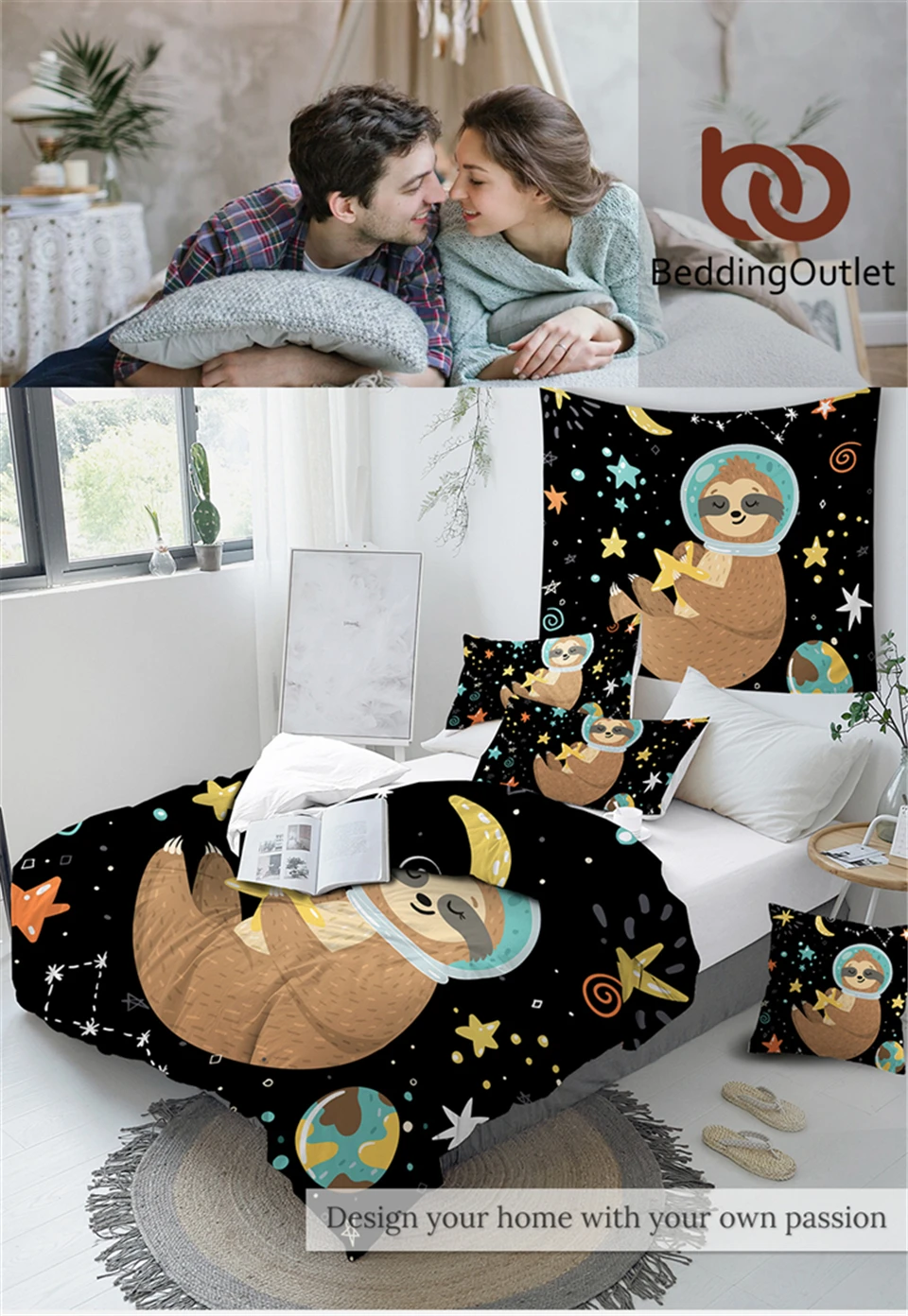 BeddingOutlet маска ленивого Постельное белье с героями мультфильмов, одеяло с изображением животных крышка Планета Звезда домашний текстиль 3/4 шт. Вселенной космоса Kids Комплект постельного белья