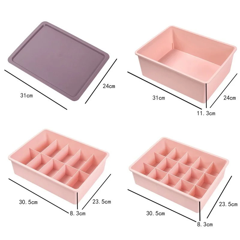 

No Grid/10grid/15grid Underwear Storage Box Household Dormitory Bedroom School Closet Drawer Organizer for Bra Socks Makeup Box