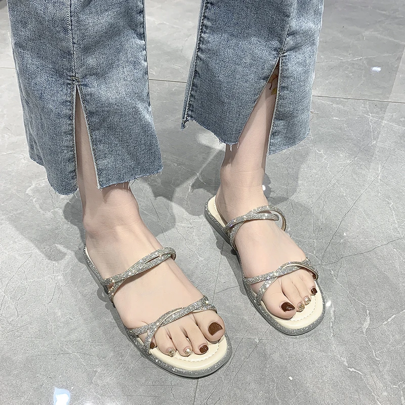 

Low Shoes Slippers Flat Slides Slipers Women Summer 2021 PU Basic Rome Rubber Shoes Slippers Women Summer Pantofle Low Slides Fl