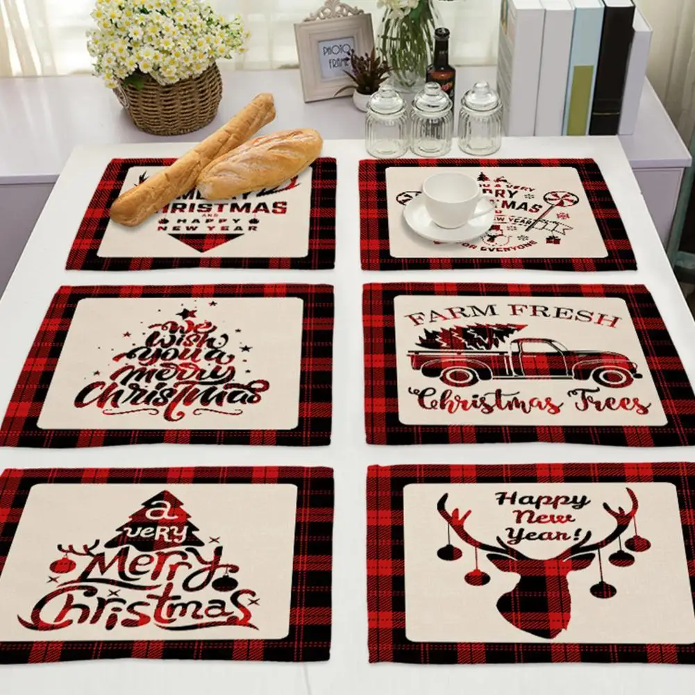 

9 Styles Excellent Xmas Themed Table Mat Practical Mug Pad Long Lasting for Home