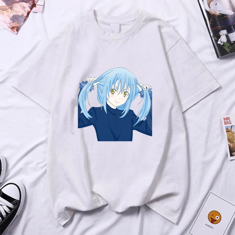 

Rimuru Tempest Kawaii Printed T-shirt That Time I Got Reincarnated As A Slime Manga Harajuku T-shirts Anime Clothes Summer Tops