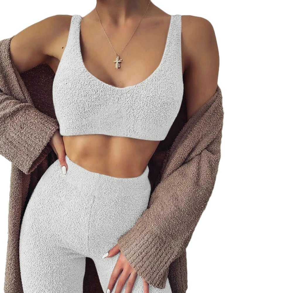 Осень-зима 2020 комплект из двух предметов с мехом сексуальный укороченный топ