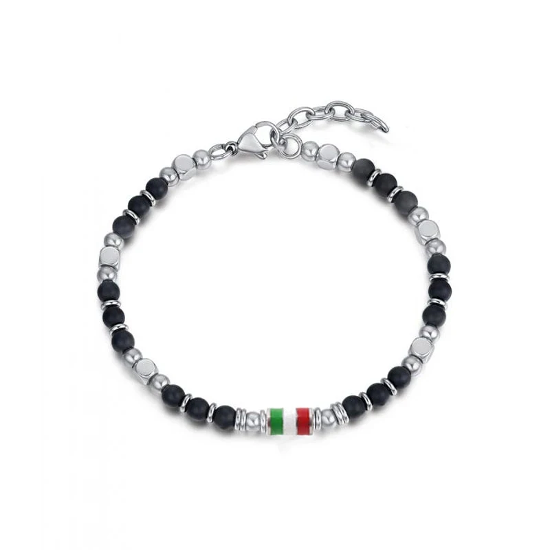 

Runda Fashion Men'S And Women'S Beaded Bracelet Kyanite With Stainless Steel Ring Three-Color Handmade Couple Holiday Gift