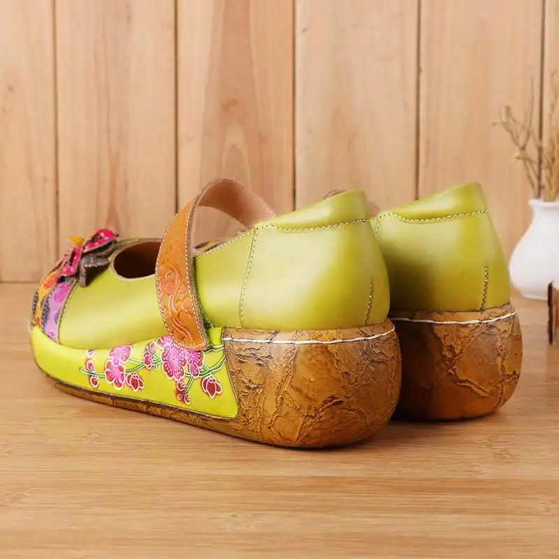 Socofy/женские туфли из натуральной кожи на плоской подошве в стиле ретро богемные