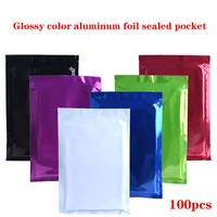 100pcs aluminum foil zip lock bags self sealing food storage bag reclosable candypackaging supplies home kitchen