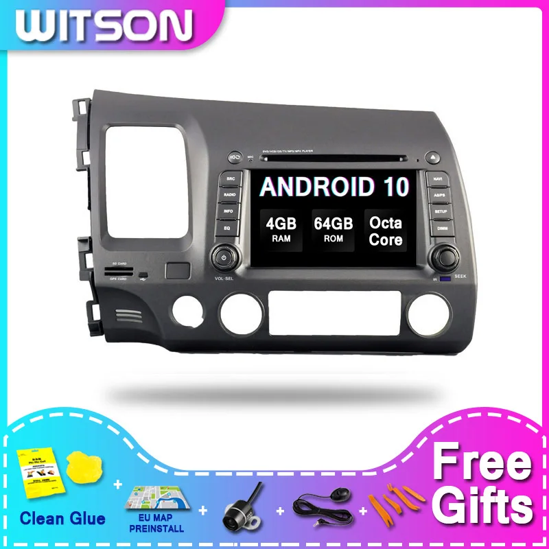 WITSON ANDROID 10 0 Автомобильный мультимедийный плеер для HONDA CIVIC 2006 2011 4 ГБ 64