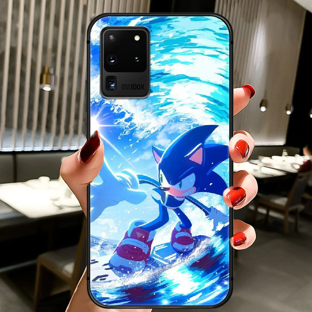 

Cartoon Sonic Blue Hedgehog Phone Case Cover Hull For Samsung Galaxy S 6 7 8 9 10 e 20 Edge Uitra Note 8 9 10 Plus black Coque