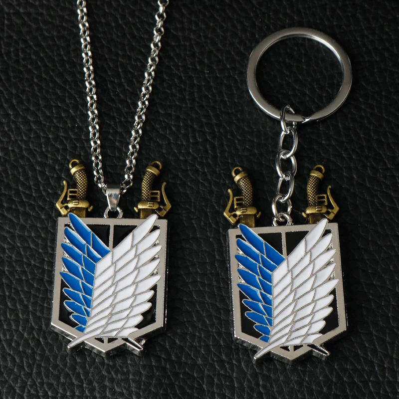 

Attack on Titan Keychains Removable Sword Wings of Freedom Survey Corps Regiment Logo Pendant Key Chain Car Keyring Jewelry Gift