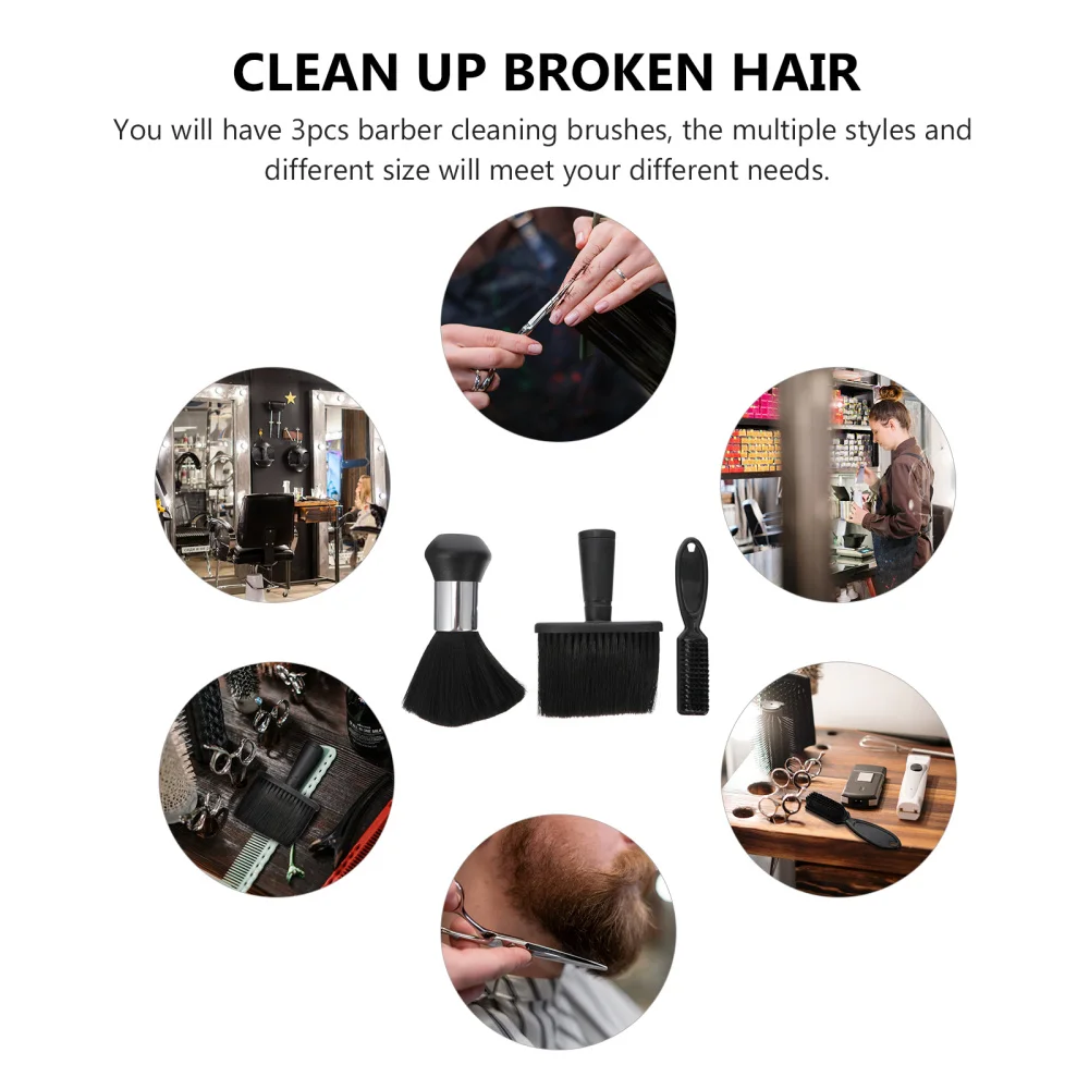 

3pcs Hair Cutting Brush Salon Neck Duster Hair Broken Cleaner Hair Sweep Brushes