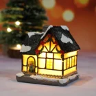 Миниатюрный Кукольный домик со светодиодной подсветкой, миниатюрное украшение для дома из смолы, подарок на Рождество