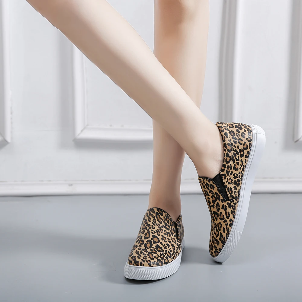 Туфли LAASIMI женские леопардовые модные лоферы без застежки Повседневные балетки