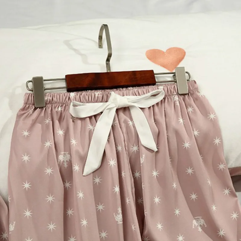 

Spring Summer Home Clothes for Women Silk Pajamas for Women Sleepwear Set Pyjama Satin Lace Pijama Mujer Sweet Home Suit Casual