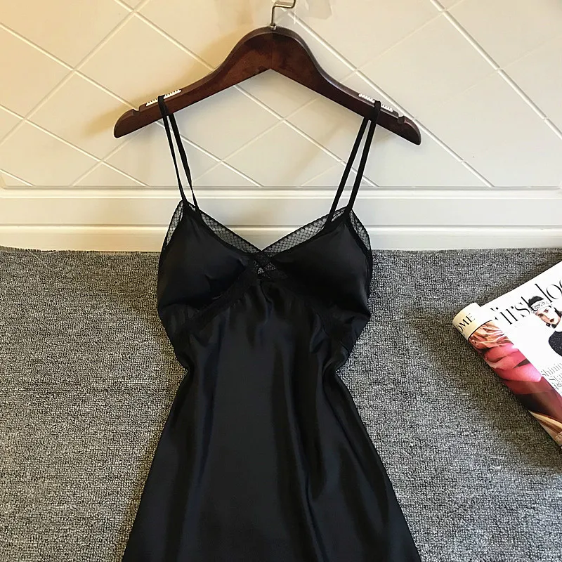 Ночные рубашки для девочек атласное 2021 летние шелковые ночную рубашку женская