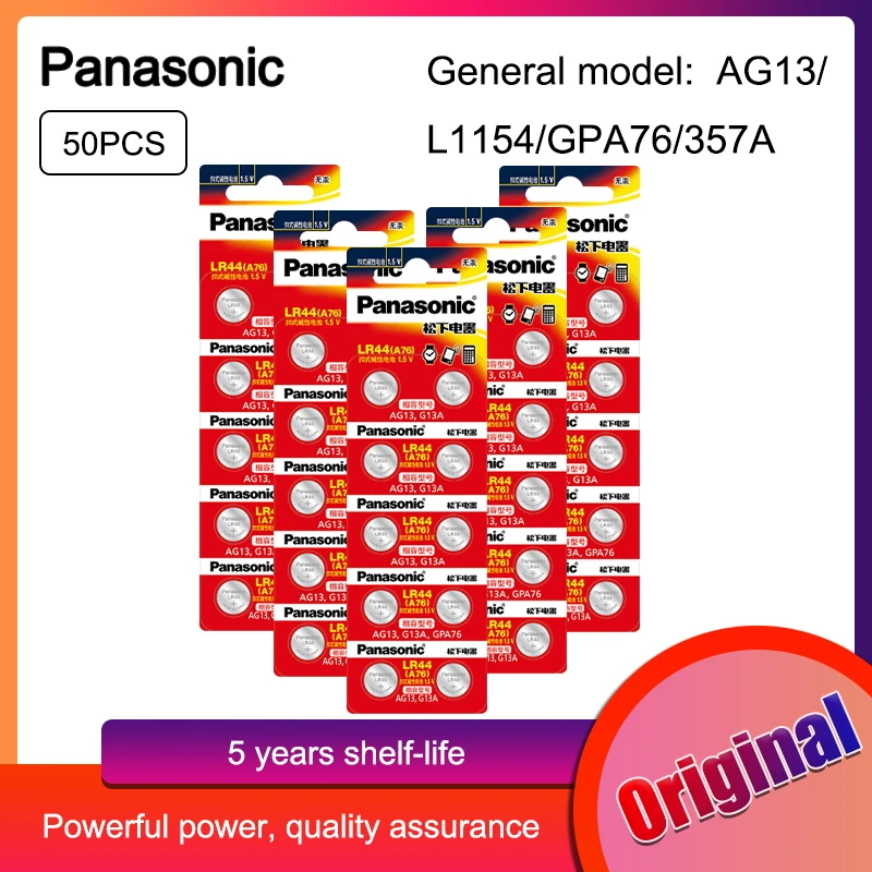 Часы Panasonic 50 шт. 2021 Акция новинка 1 5 в LR 44 LR44 AG13 часовые батареи Pilas GP76 L1154 LR1154 SR1154 SR44