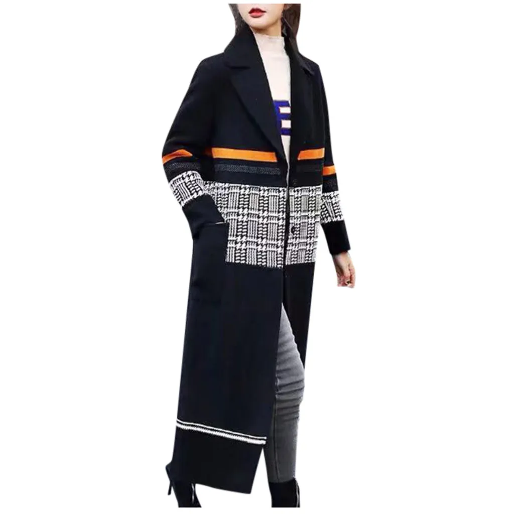 Женское кашемировое шерстяное Пальто больших размеров с отворотами поясом Тренч