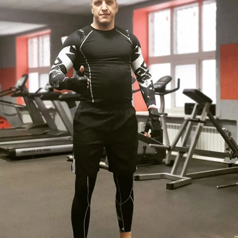 Men's Thermal Shirt Pants Compression underwear set 2-3 piece Tracksuit rashgarda MMA Leggings Warm Winter Base layer Fitness