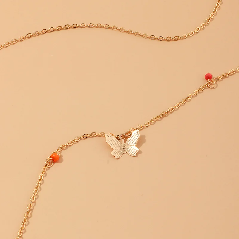 

MOFLO Small Butterfly Charm Belly Chain Summer Bohemian Body Jewelry Gold Plated Adjustable Chain Colorful Beaded Waist Chain