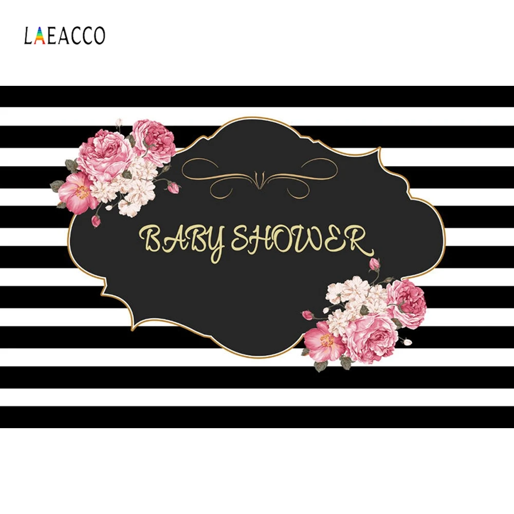 Laeacco черные белые полосы цветы детский душ вечевечерние НКА фотография фоны на