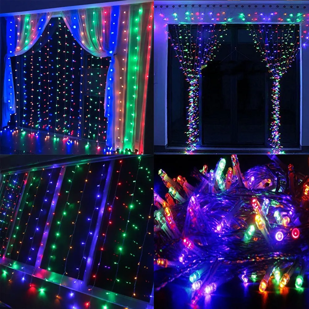 

Remote Control icicle Curtain Fairy Lights Christmas Lights LED Window Icicle Garland Party Holiday Garden Street Wedding Decor