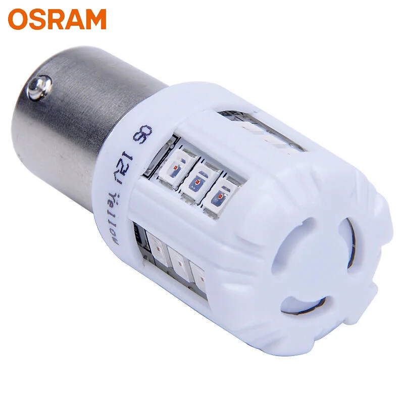 Светодиодные автолампы OSRAM PY21W BAU15s желтые сигнасветильник лампы 7457YE S25
