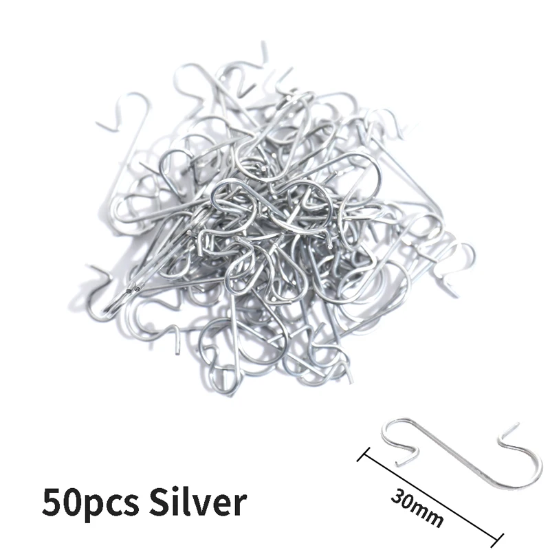 

50pcs Christmas Ornament Metal S-Shaped Hook Holders Christmas Tree Ball Pendant Hooks For Hanging Clothes Handbag Hook