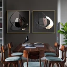 Абстрактная Геометрическая металлическая настенная живопись, современный Золотой металлический плакат, настенное фото для украшения гостиной