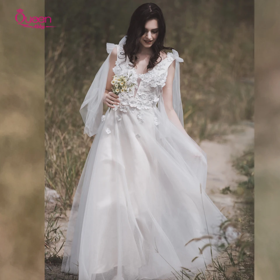 Свадебное платье белое ТРАПЕЦИЕВИДНОЕ свадебное элегантные кружевные