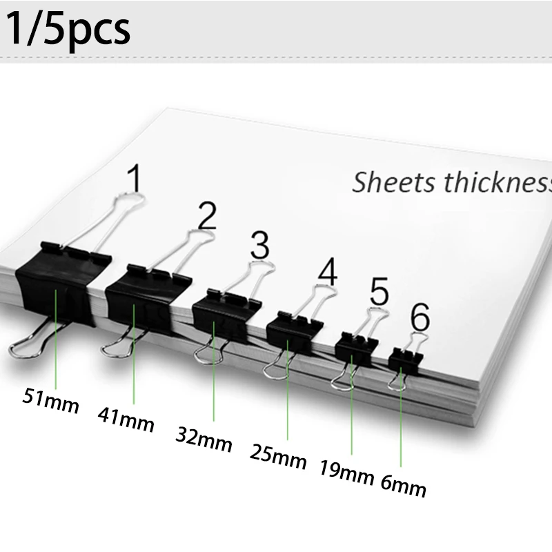 5/1 шт. складные металлические зажимы скобы черного цвета для ручек канцелярские