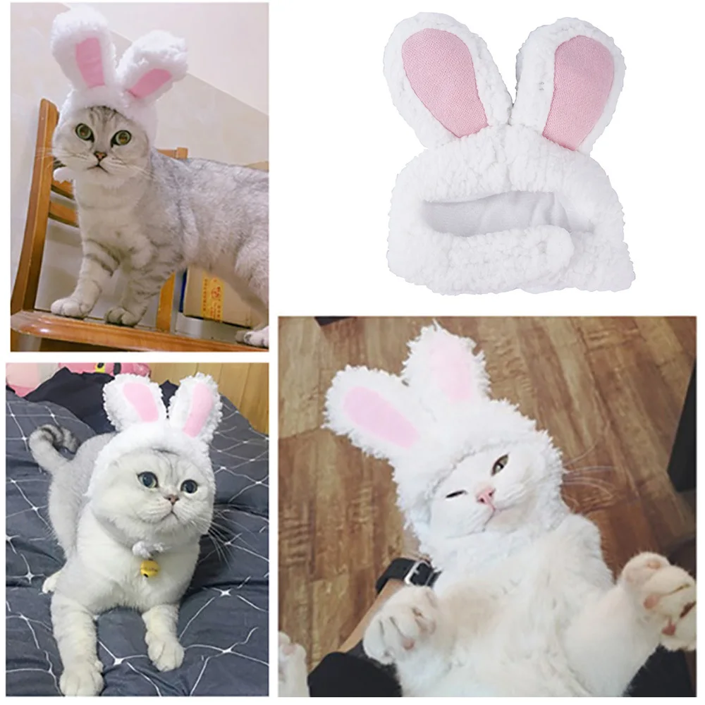 Забавный милый костюм для домашних животных шапка с кроликом и ушками теплая