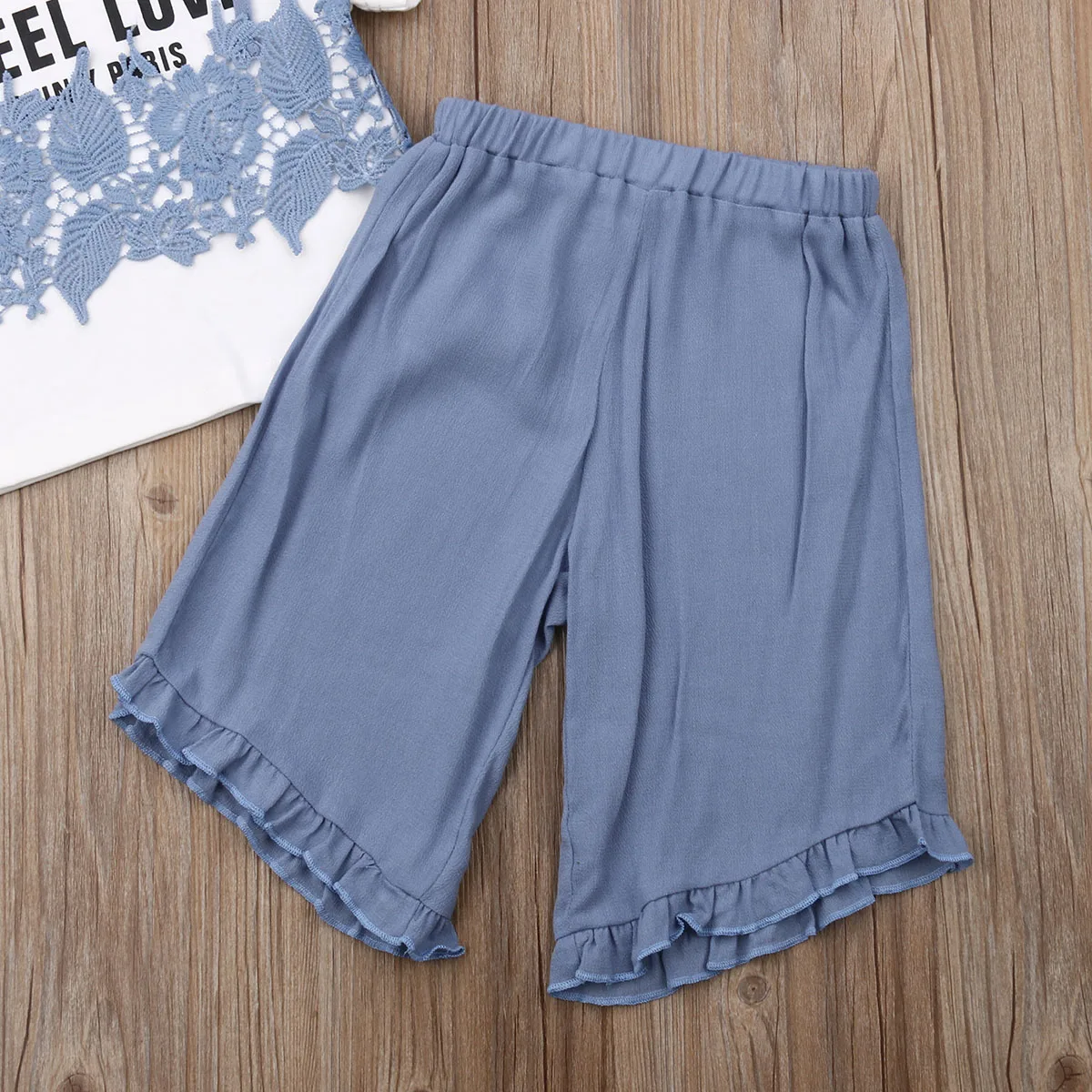 От 0 до 4 лет комплекты одежды для маленьких девочек Футболка с кружевными цветами