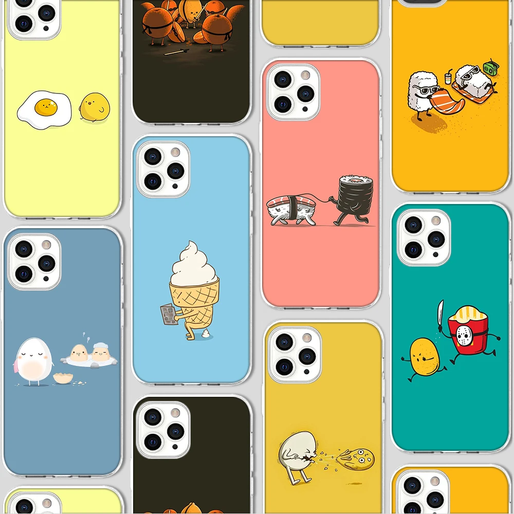 

ciciber Funda Case For Iphone 13 Case For iPhone 12 13 11 Pro XR 7 X XS MAX 8 6 6S Plus 5S SE 2020 Silicone Cartoon Food Funny