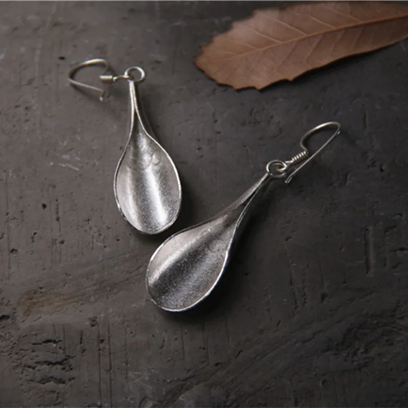 Buyee тайский серебряный Этническая Серьга резной узор Винтаж Стиль щеткой с