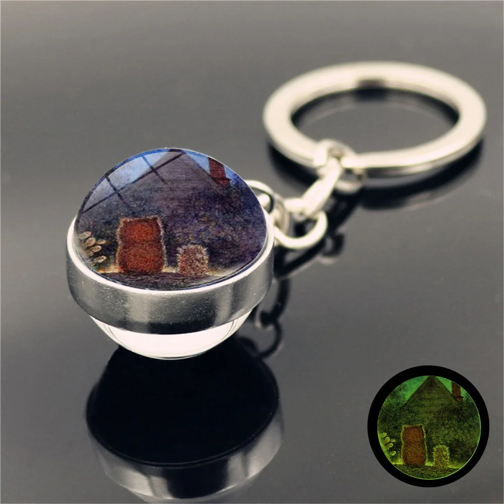 

Hedgehog In The Fog Keychain Charms Luminous Cartoon Cute Animal Glass Ball Pendant Key Chain KeyRing Holder for Men Women Gift