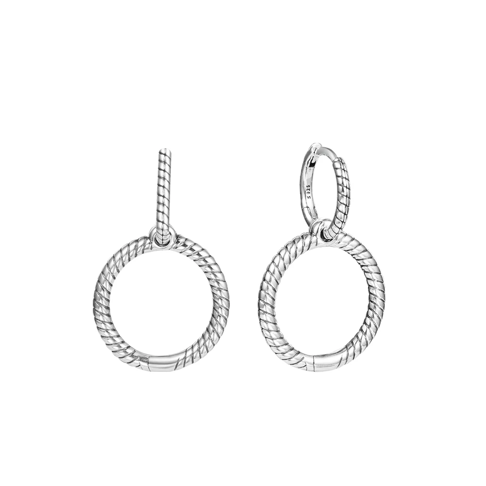 

2021 New 925 Sterling Silver Jewelry Moments Charm Double Hoop Earrings for Women Teen Girls Gift Earring Brincos Wholesale