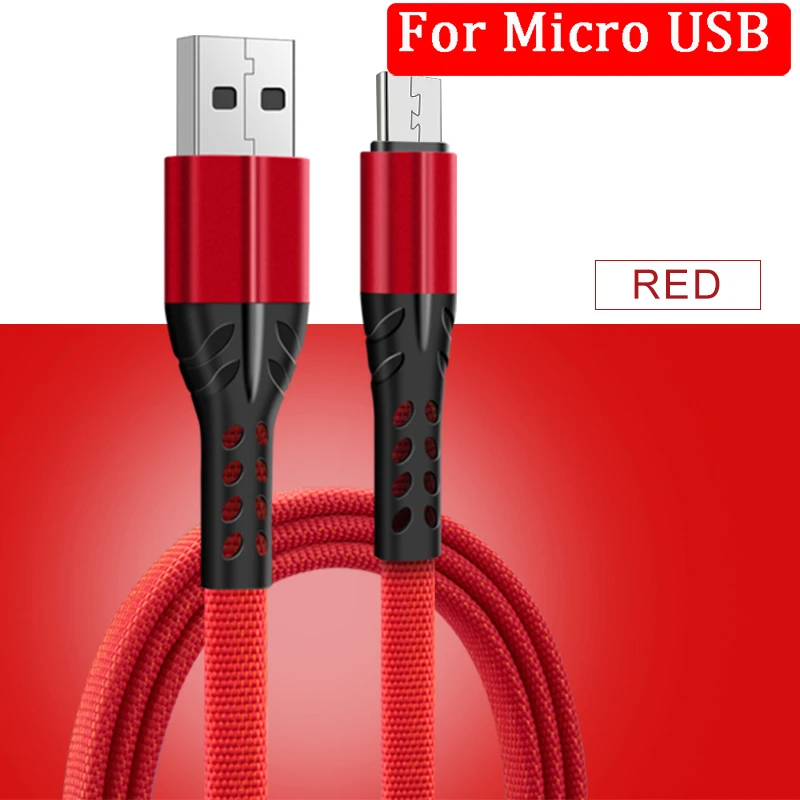 1 м USB кабель Mirco usb type C зарядное устройство для быстрой зарядки для Xiaomi Redmi Android мобильный телефон зарядный кабель для передачи данных Mirco usb type-C кабель - Цвет: For Micro Red